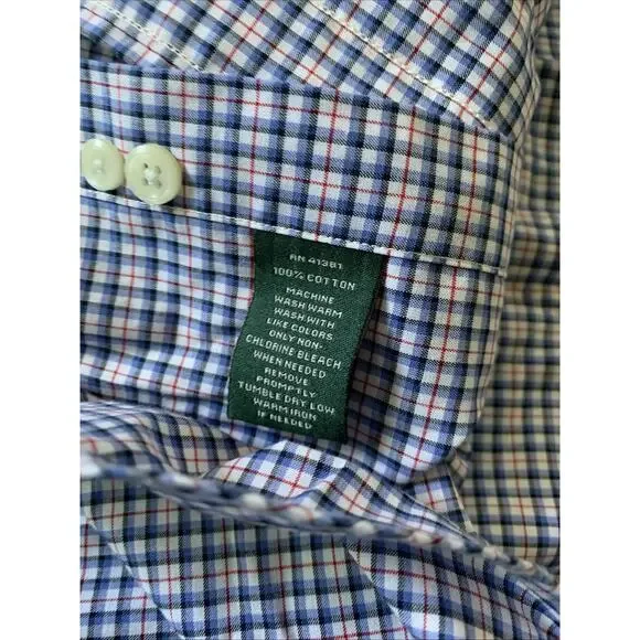 Lauren Ralph Lauren Striped Easy Care Non-Iron Button Up Shirt Blue White Red - Picture 3 of 6